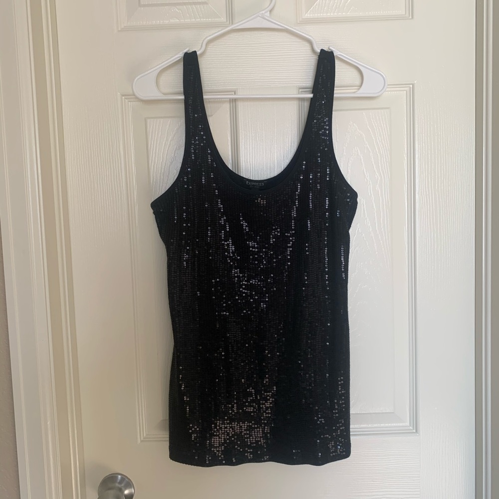 Express sexy basic black sequin tank - Picture 3 of 4